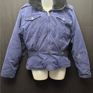 NILS Blue Ski Jacket with Black Fur Collar
